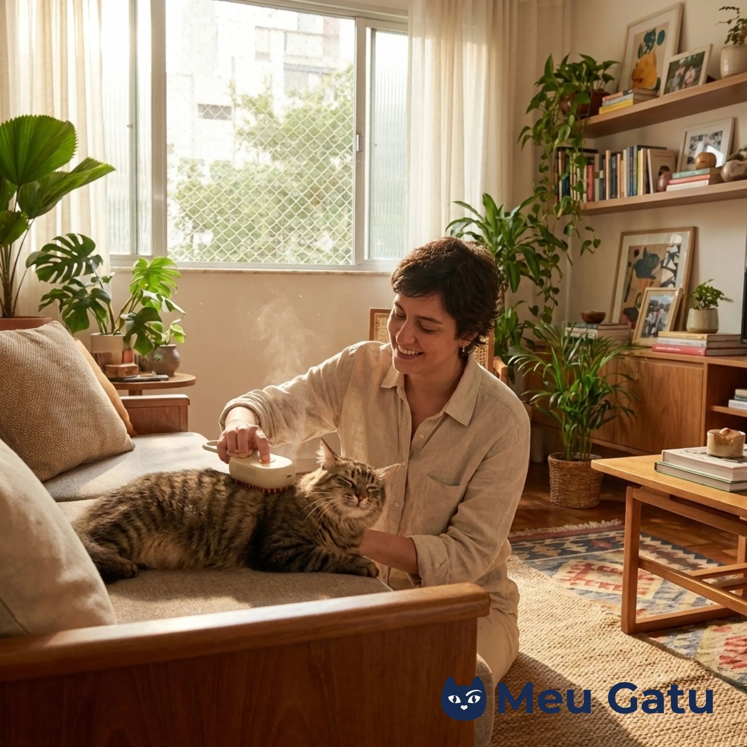 Escova de Pelos Vapor Gato